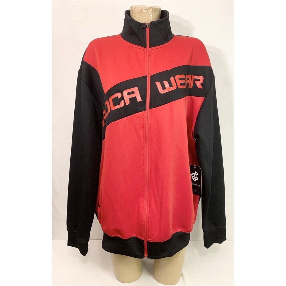 NWT $64 Roca Wear Athletic Jacket Size XL X Large Red Black Jogger Zip Men's